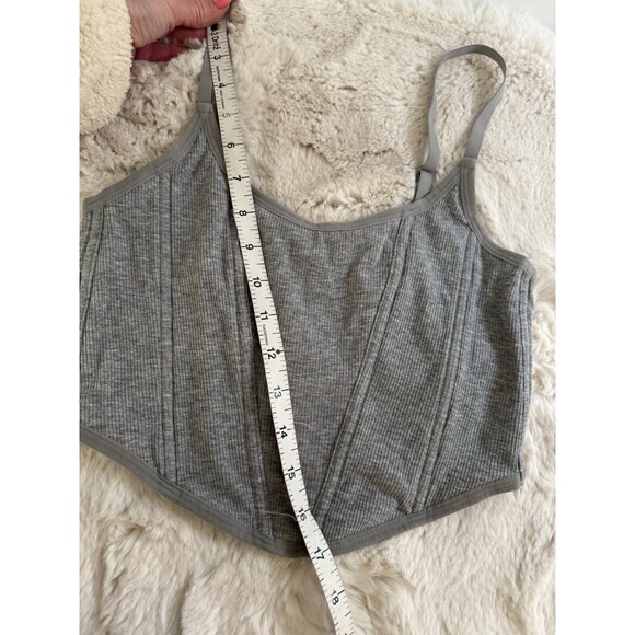 Colsie Tank Corset Womens Ribbed Gray Size Medium M Boning Excellent - Picture 3 of 7